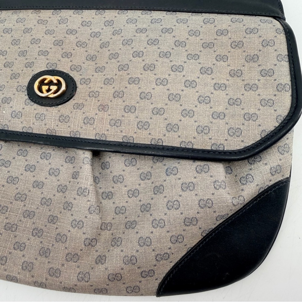 Vintage Gucci Blue Micro Logo GG Clutch Purse Bag FLAWS - Picture 2 of 14